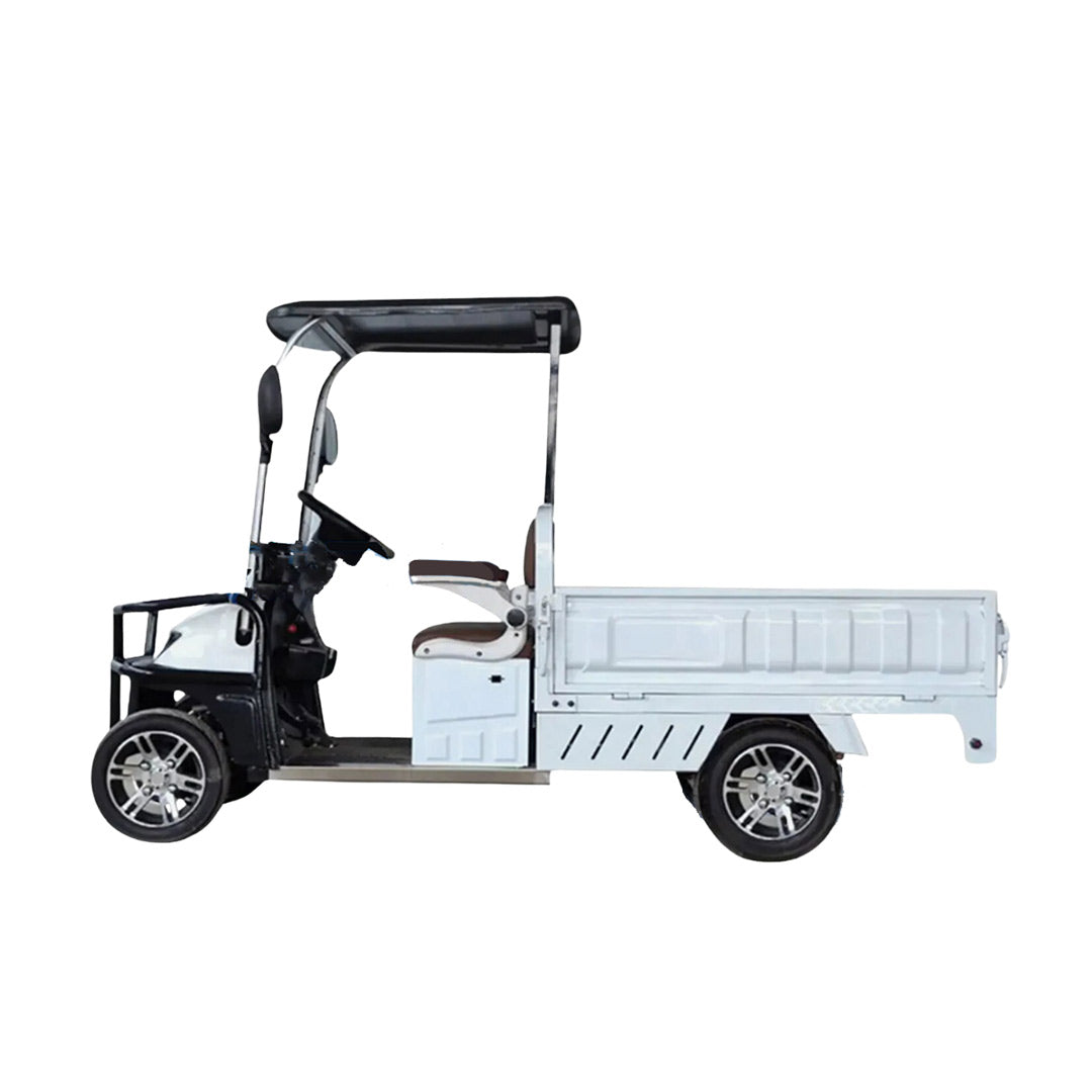 Electric cart with a cargo bed on a white background