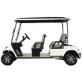 White golf cart with black roof on a white background