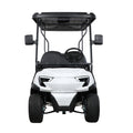White golf cart with black roof and accents on a white background