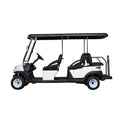 White golf cart with black roof on a white background