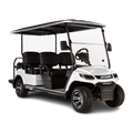White golf cart with black accents on a white background