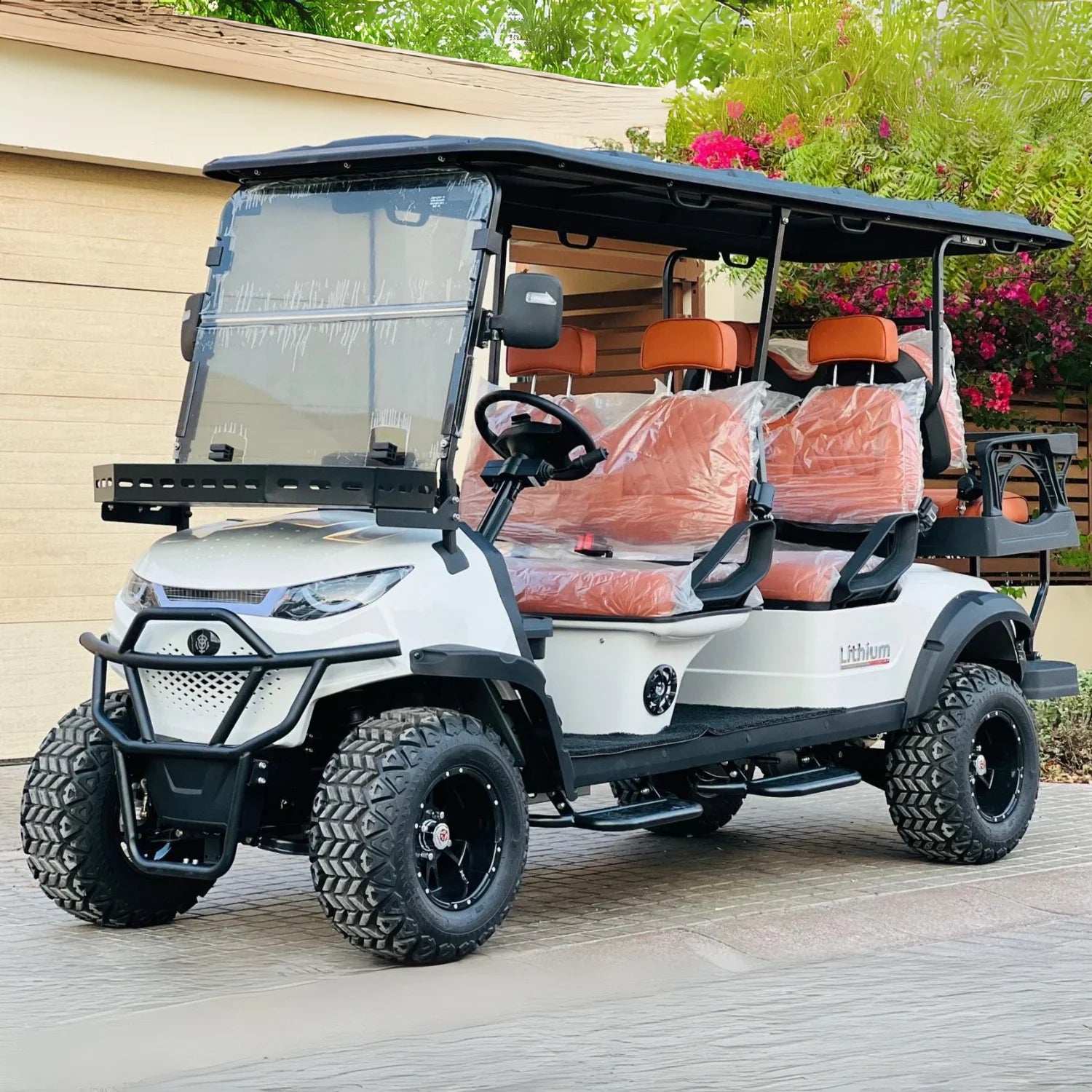 6 Seater Off-Road High Suspension Golf Cart White