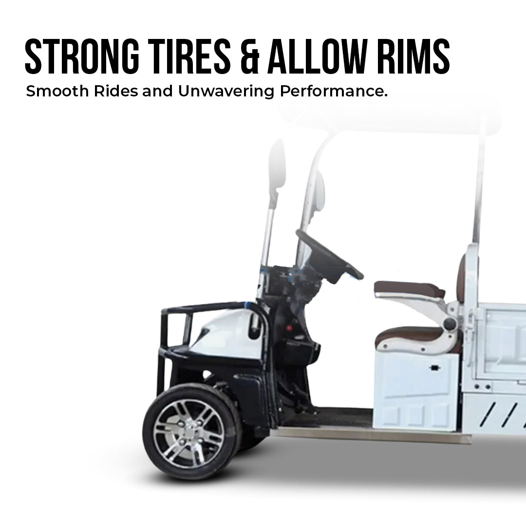 Electric scooter with strong tires and allow rims on a white background