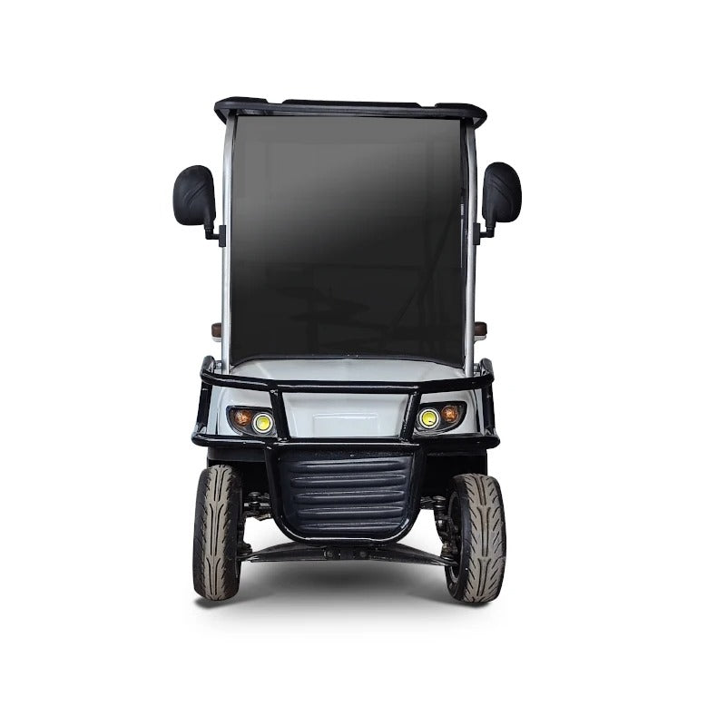 Black golf cart on a white background