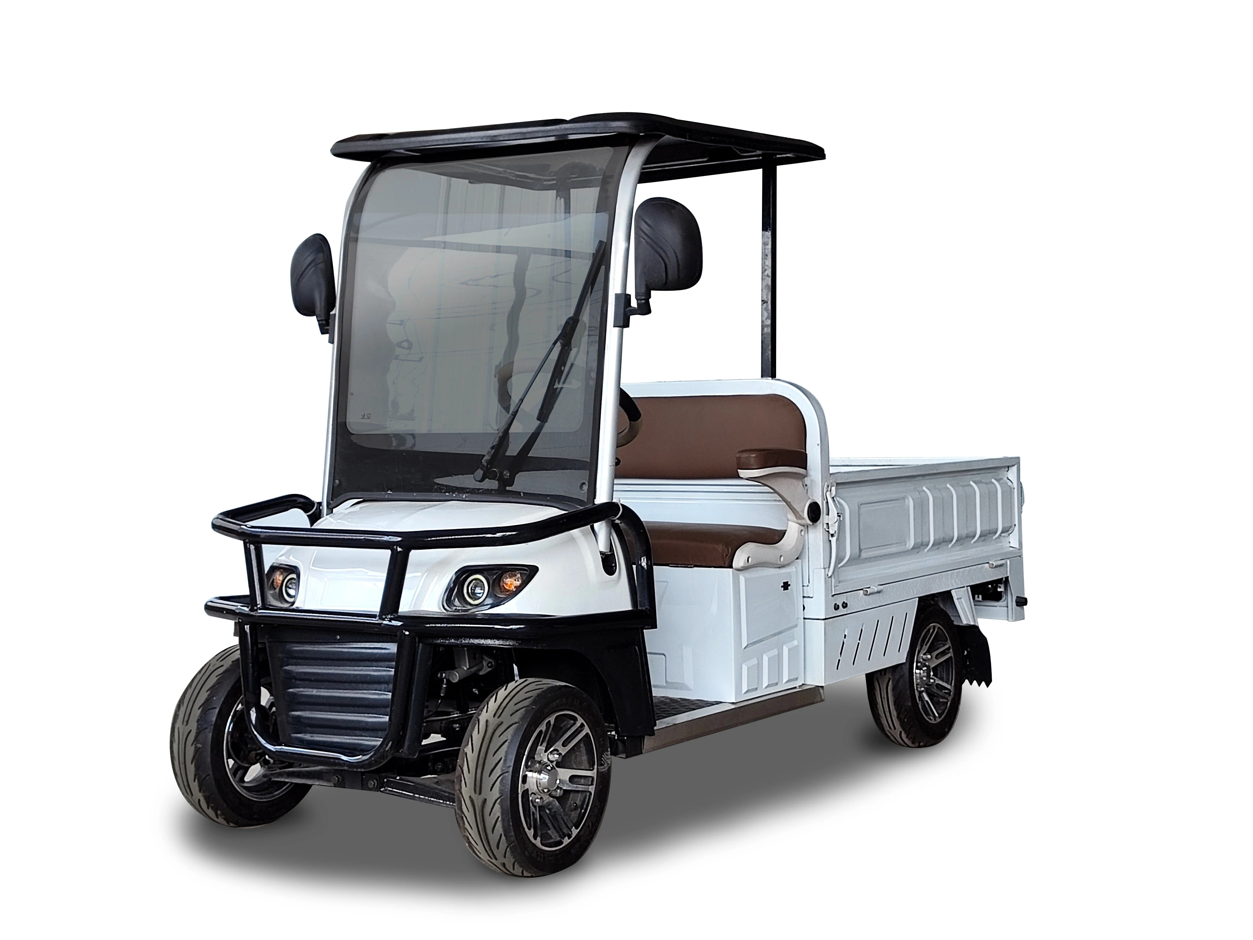 Electric vehicle with a canopy on a white background