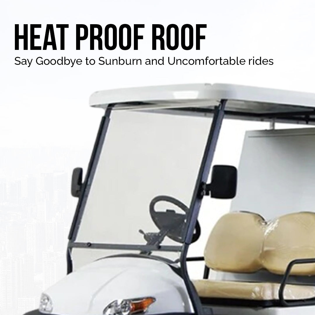 Heat proof roof for a vehicle with text on a white background
