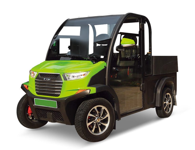 Green and black utility vehicle on a white background